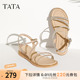 TATA他她女鞋2025年新款坡跟凉鞋女外穿一字带沙滩鞋7UA03BL4
