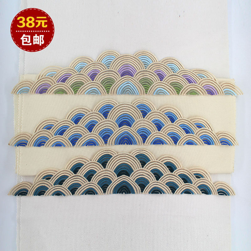 衣服袖子云纹图案绣片祥云朵刺绣布贴裙摆绣花装饰汉服中国风贴花