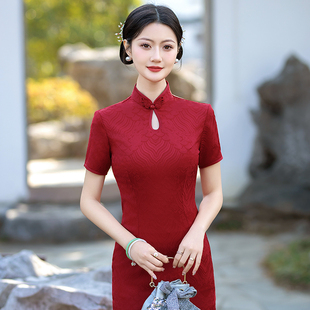 小个子旗袍2024年新款春款中国风年轻款喜婆婆婚宴装改良喜服妈妈