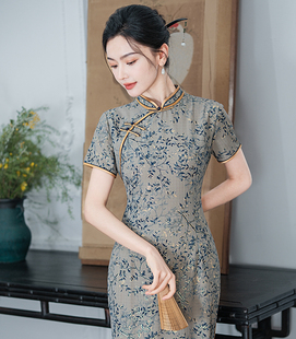 中年妈妈旗袍2024年新款复古大码优雅日常可穿传统春季长款平时穿
