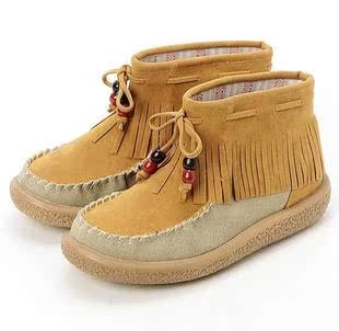 gucci皮帶的材質 日本代購新款流蘇短筒佈面絨皮拼接材質大頭女靴短靴厚底靴 gucci
