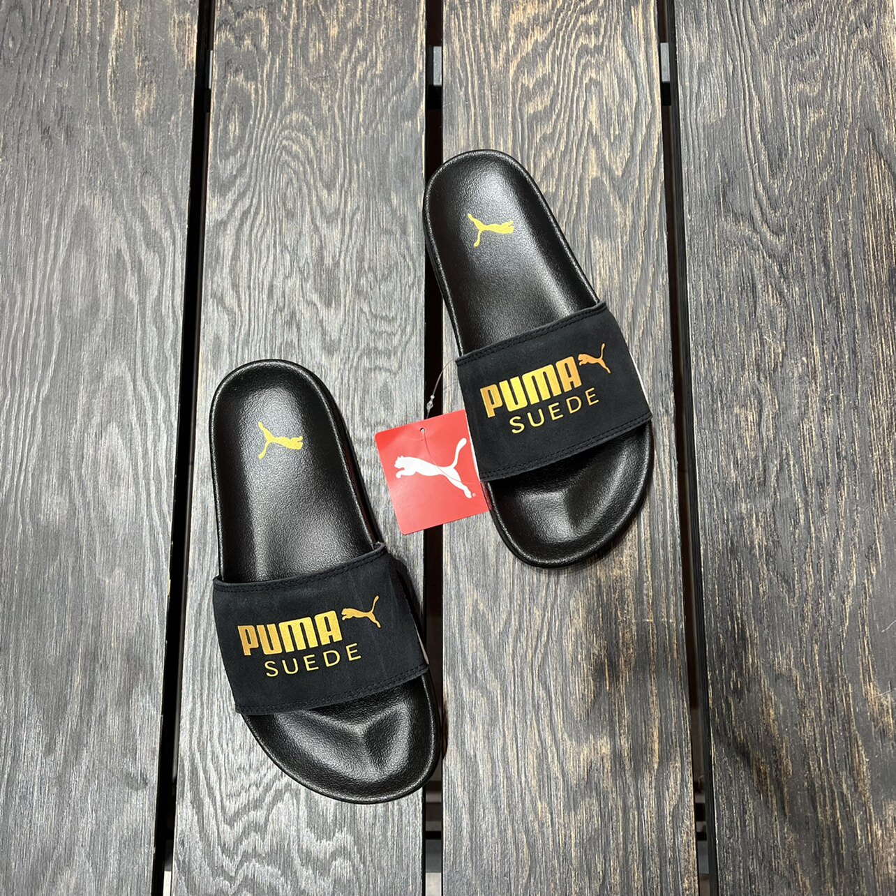 puma彪马拖鞋夏季沙滩男女金标黑白麂皮休闲运动凉拖372277-01