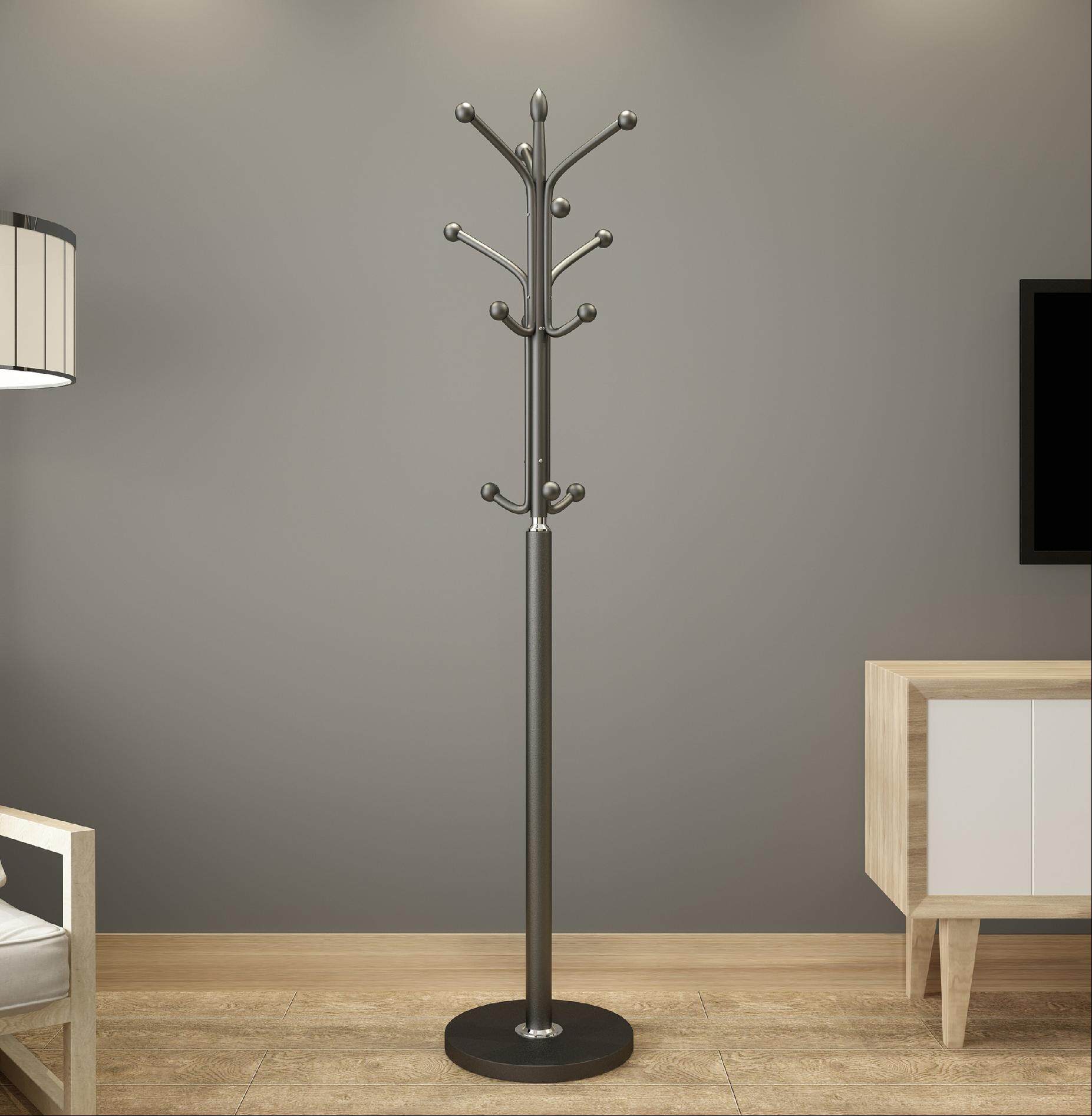 办公室大理石收纳落地式铁艺晾衣架