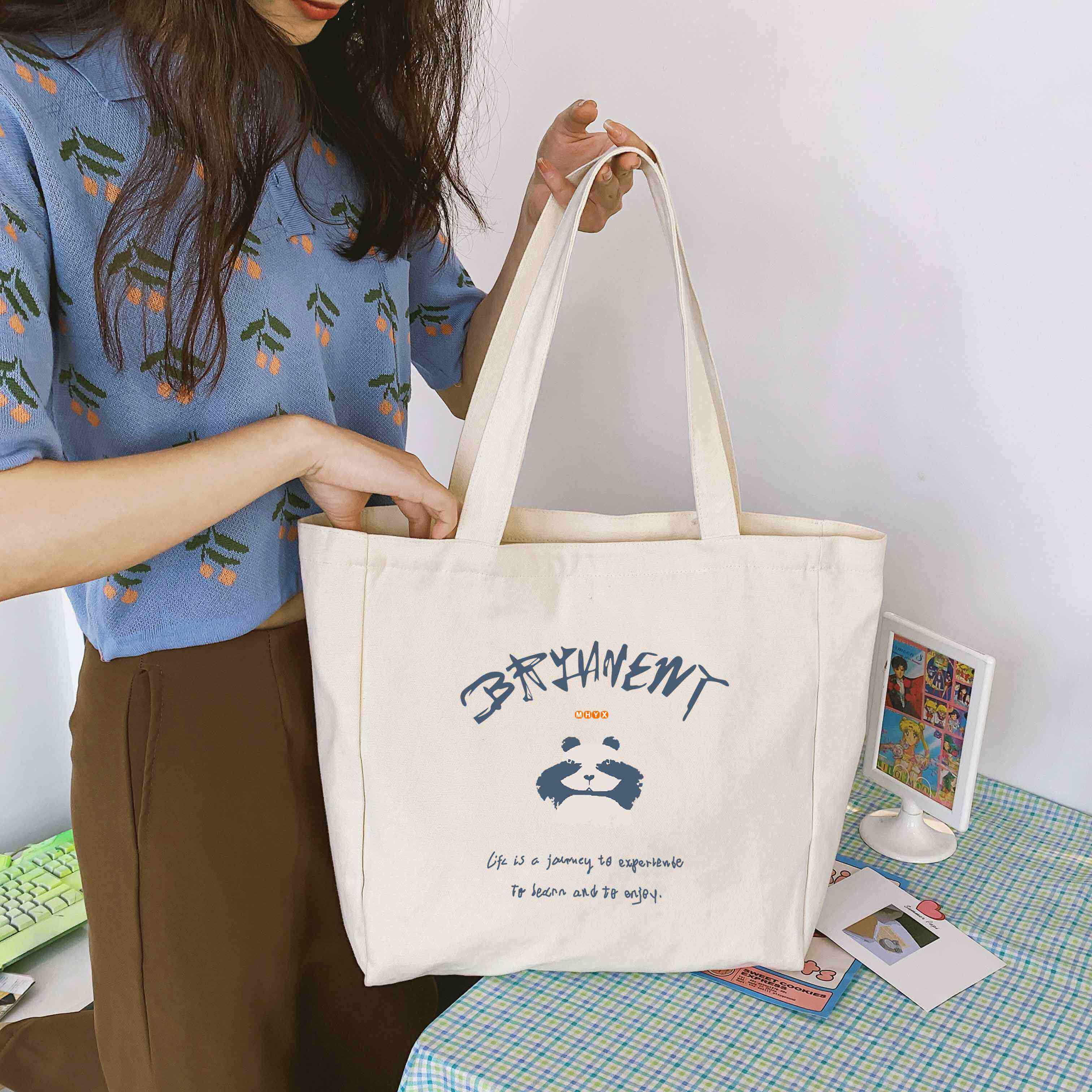 帆布包女ins风单肩包大容量手提2021文艺拉链挎包学生上班布袋包醒小c