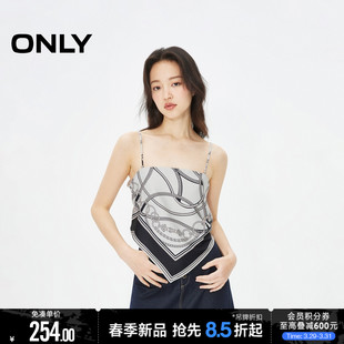 ONLY2024夏季新款时尚辣妹修身丝巾绑带吊带短款上衣女|1242WS006