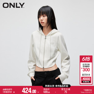 ONLY春季时尚休闲宽松印花开衫连帽长袖卫衣女|12349R001