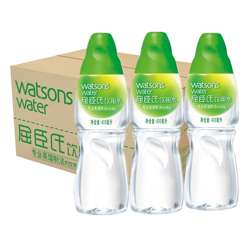屈臣氏蒸馏水400ml*3瓶蒸馏制法的饮用水 美容蒸脸水疗敷面膜蒸溜_不