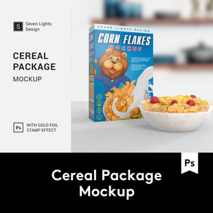 Cereal Package Mockup 谷物食品包装盒设计样机模板 M2020032805
