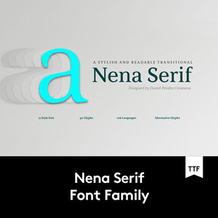 Nena Font 现代时尚杂志海报标题徽标Logo设计衬线英文字体安装包