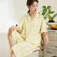 康妮雅条纹睡衣女款2025新款夏季纯棉短袖七分裤家居服套装可外穿