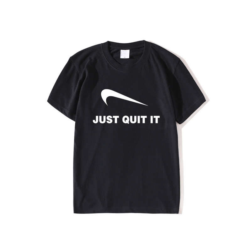 夏季情侣装短袖t恤just quit it欧美恶搞钩男女中学生宽松上衣