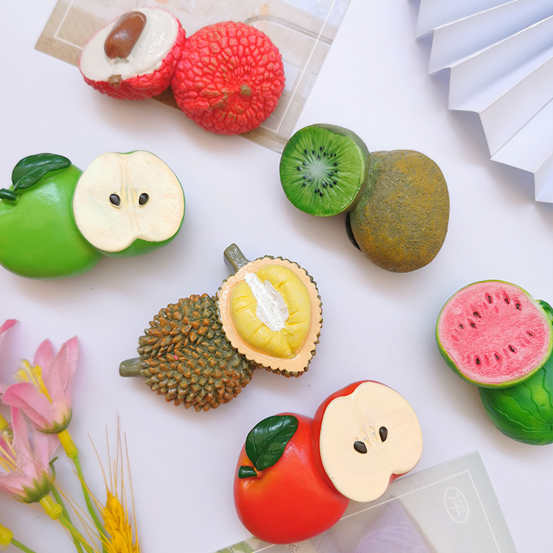 创意水果冰箱贴磁贴3D立体西瓜草莓香蕉榴莲装饰磁性吸铁石留言贴