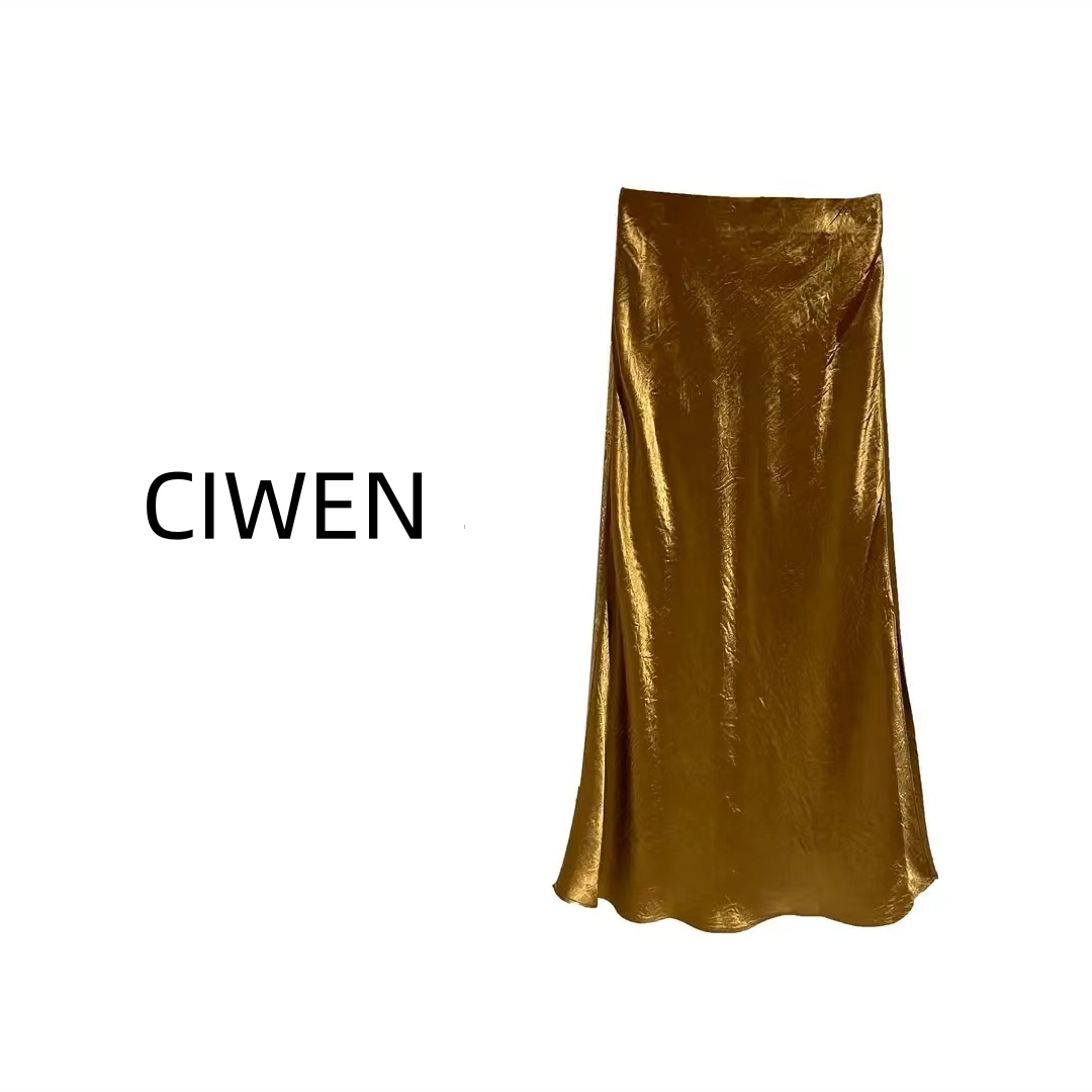 CIWEN 风华 褶皱醋酸鱼尾裙百搭