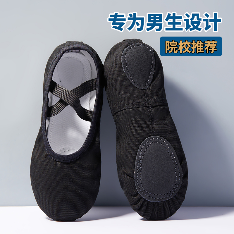 黑色舞蹈鞋男儿童软底跳舞练功成人中国古典专业芭蕾男生专用新款