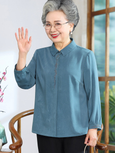 老年人夏装女衬衫七分袖上衣60岁70妈妈奶奶春夏宽松衬衣婆婆衣服