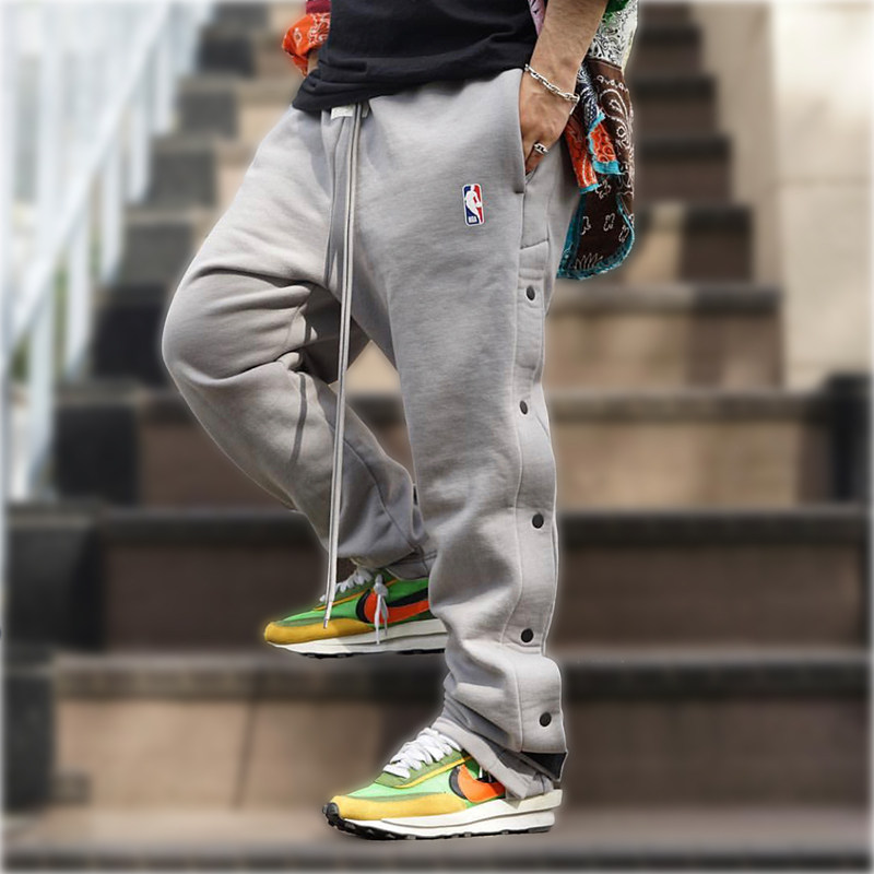 原创73 现货fog联名air款排扣 fear of god灰色休闲nba篮球卫裤