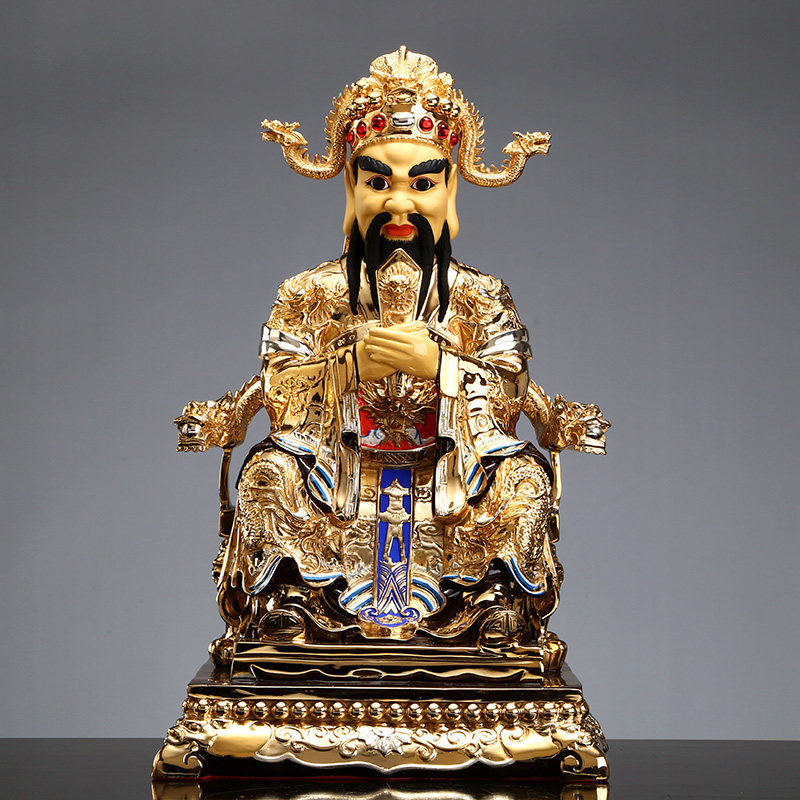 秦歌台湾铜鎏金广济龙王五爷神像佛像五台山龙五爷财神铜招财摆件
