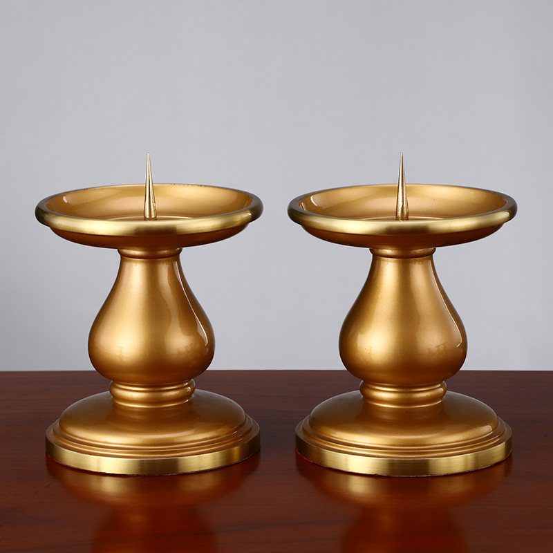 秦歌纯铜烛台供佛素面大号酥油灯座蜡烛底座佛前供灯佛灯中式蜡台