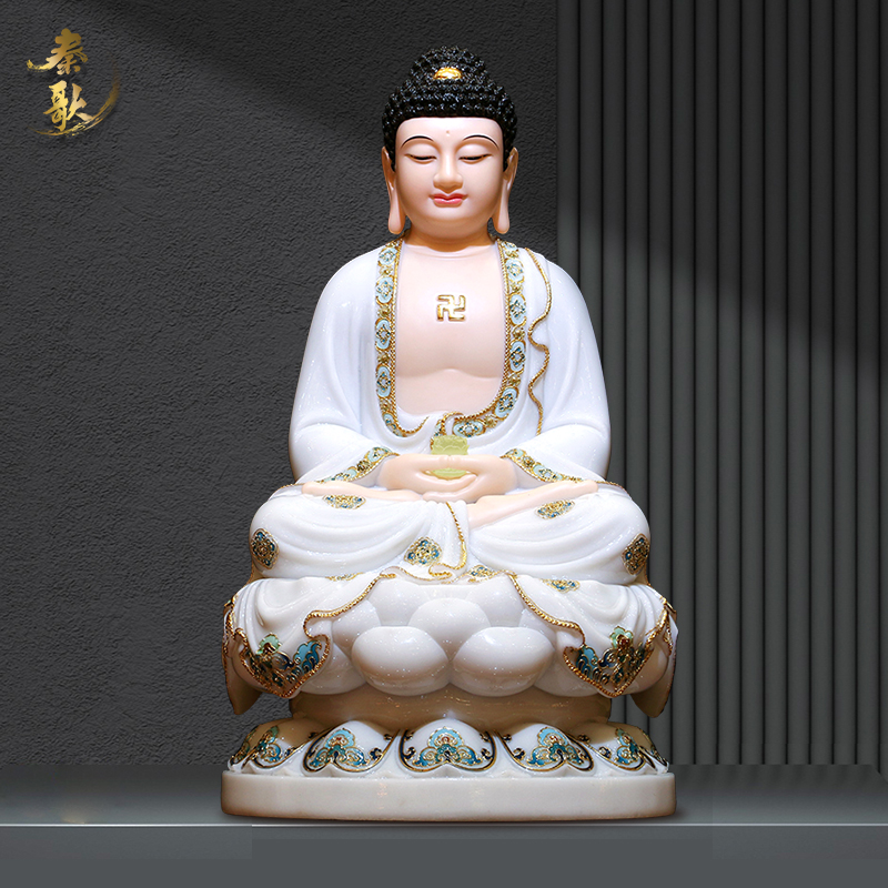 秦歌娑三圣佛像观音菩萨地藏王坐像坐像阿弥陀佛神像家居供奉装饰摆件