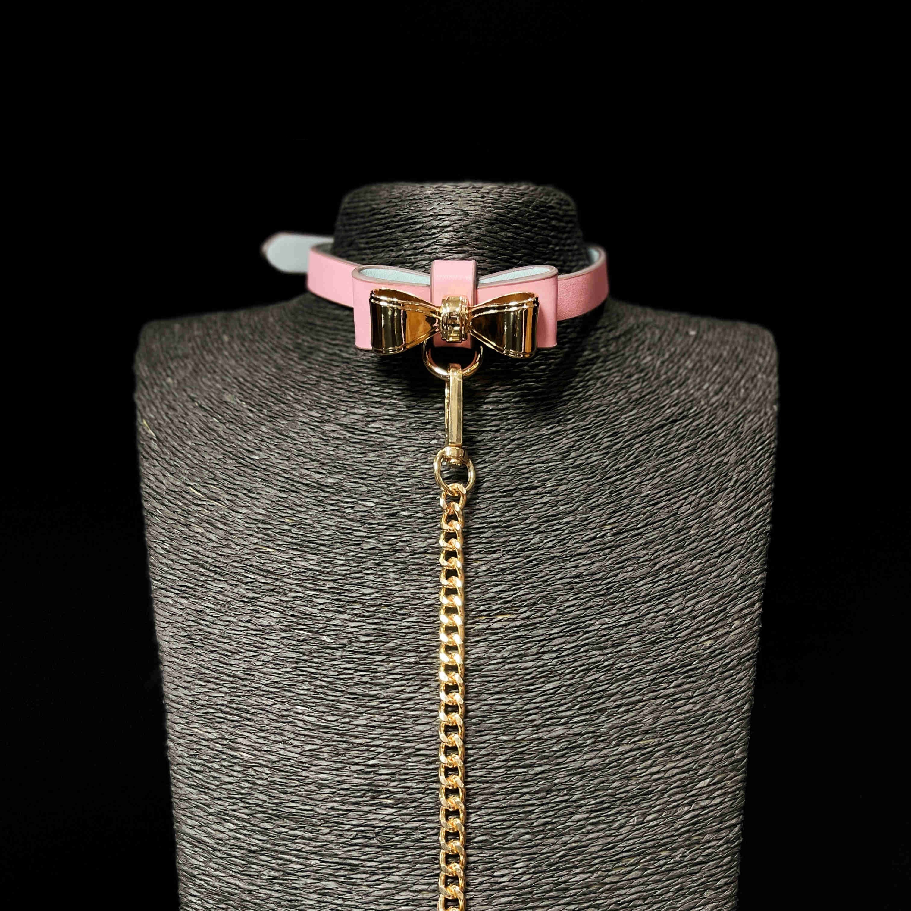 00淘宝新品甜美choker母狗sm调教k9铃铛项圈刻字牵引绳定制女真皮高级