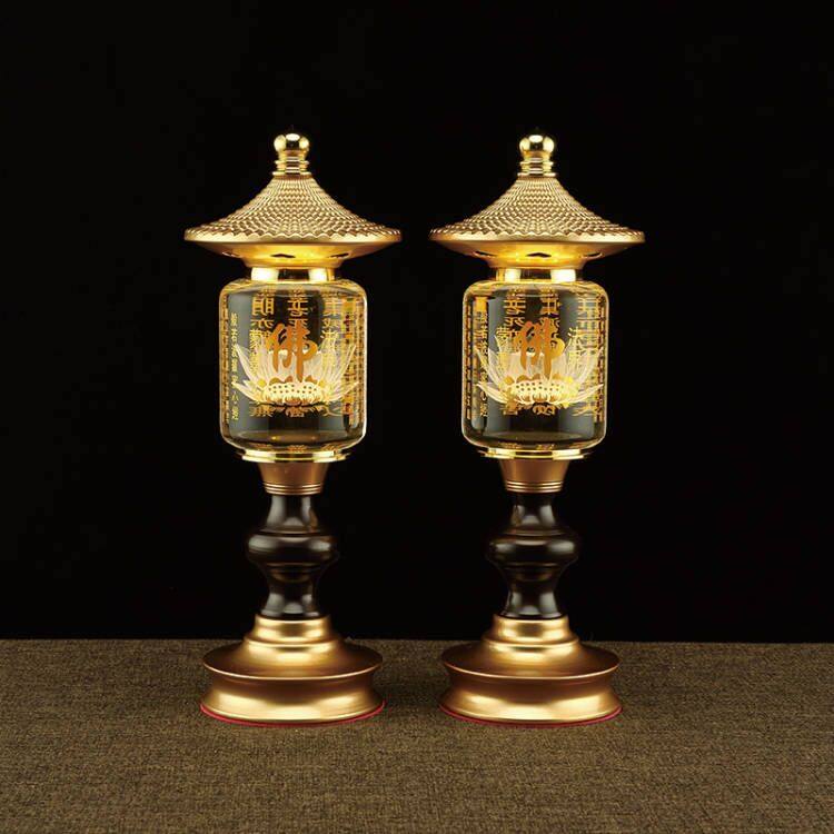 佛前水晶莲花灯佛台长明灯佛堂佛灯led七彩插卡佛供灯佛字心经