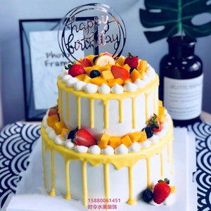 生日蛋糕2层水果图片