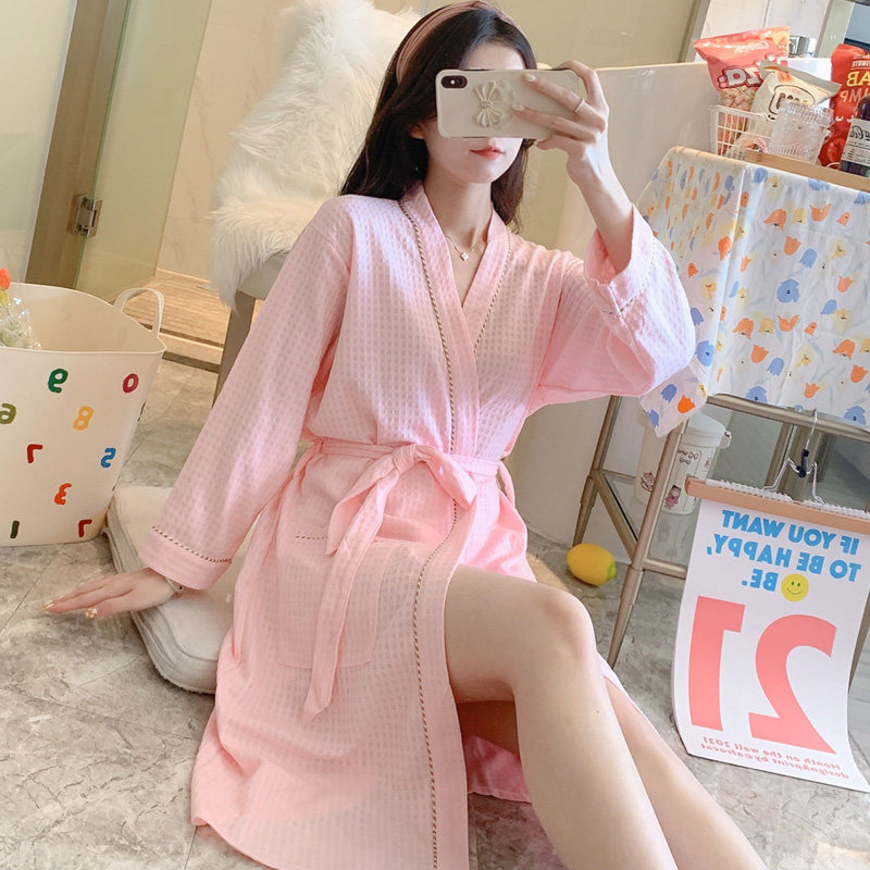 浴袍女夏天酒店浴衣情侣女士睡袍美容院吸水速干春秋冰丝睡衣宽松