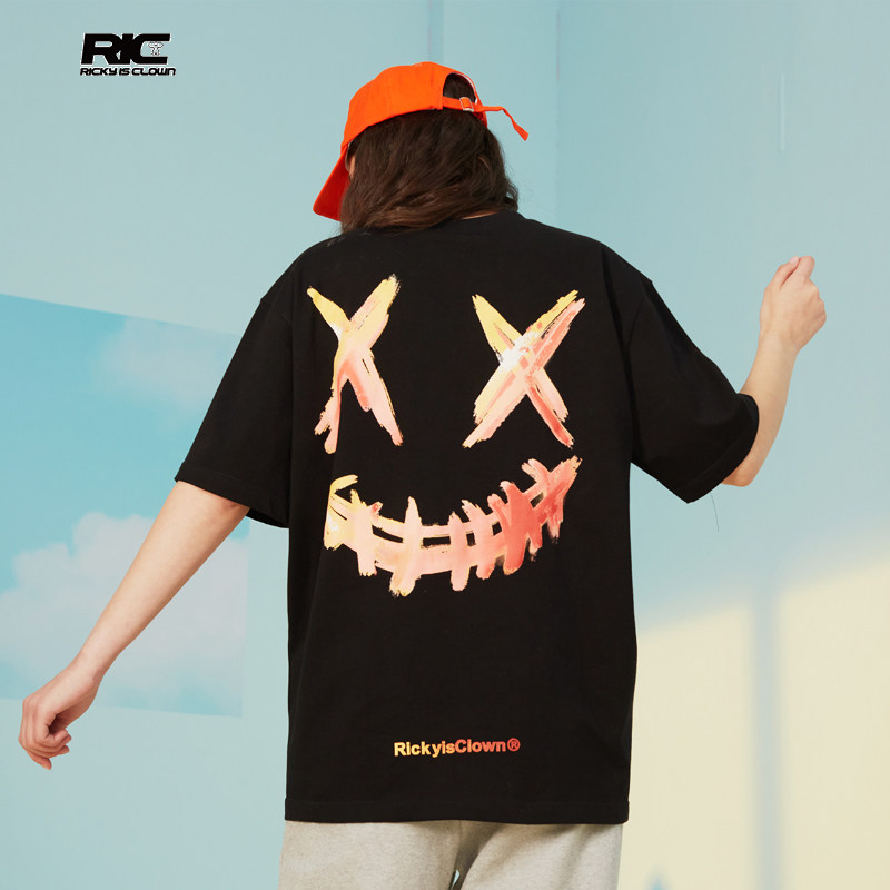 rickyisclown joke ric小丑撕裂笑脸短袖t恤男国潮牌情侣装夏装