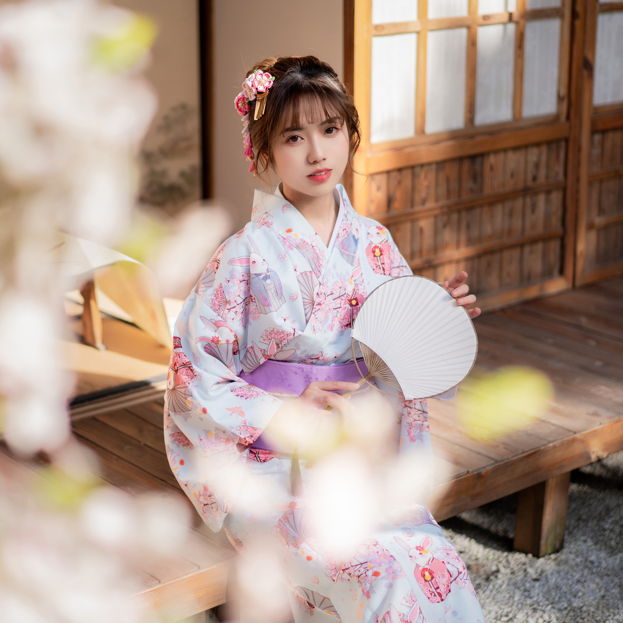 黨妹同款日式和風浴衣文藝藍色桃花祈願兔可愛少女日系改良和服裝在類目 女裝/女士精品, 連衣裙中 - 來自Buy2taobao.com提供專業的淘寶代購服務