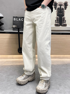 春夏季日系cleanfit米白色垂感直筒裤男女宽松版日韩系风格休闲裤