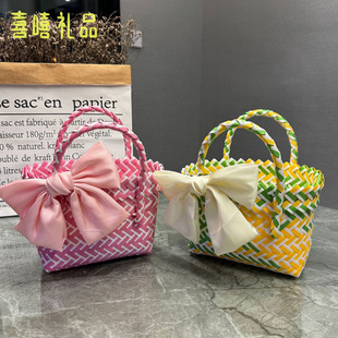 创意棉绳编织包可爱菜篮子小红书炸街款手拎袋手提礼物篮伴手礼篮