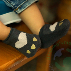 秋冬新款小熊爪子卡通儿童袜子珊瑚绒宝宝袜点胶防滑婴儿地板袜