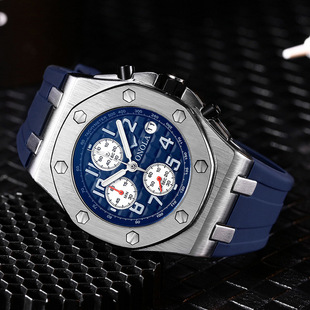 皇家橡树十大品牌运动个性男表计时表硅胶带防水休闲潮流男士手表