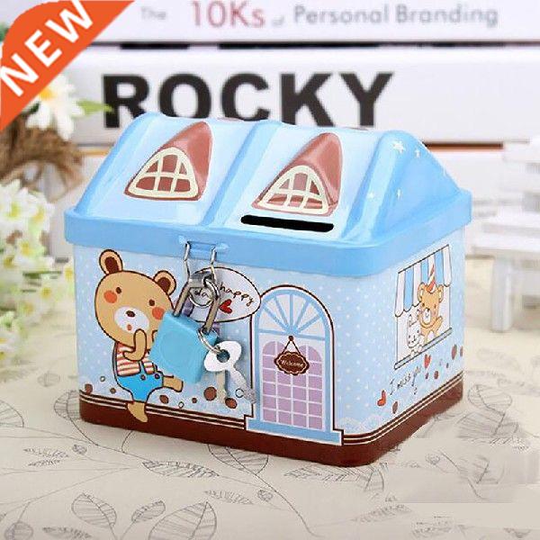 Creative Metal Piggy Bank Coin Money Box Cute Bear House