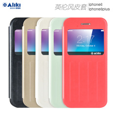 aliki 苹果6皮套iphone6plus保护套爱疯6手机壳PU真皮开窗横开套