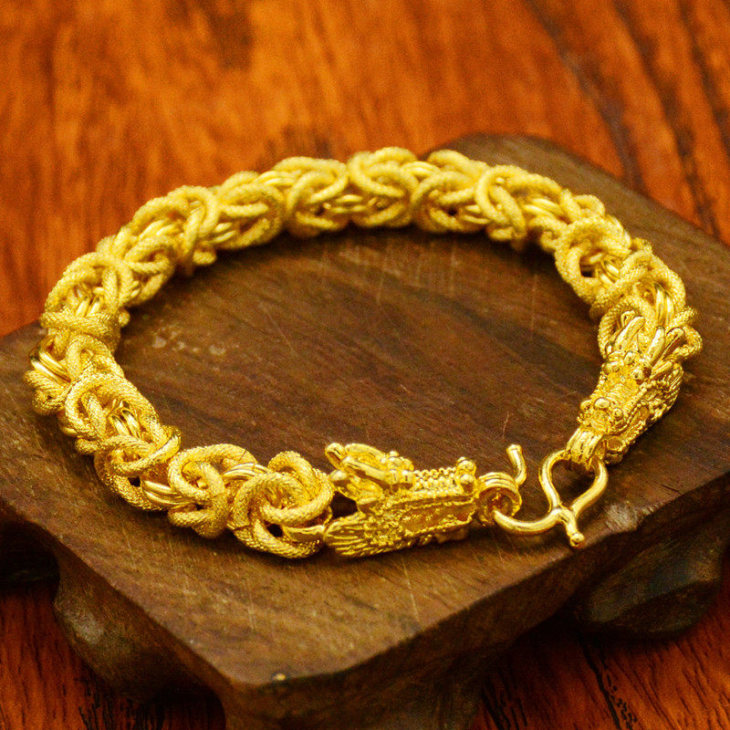 越南沙金貔貅手链男士大龙头项链24k金999黑曜石久不掉色手串招财