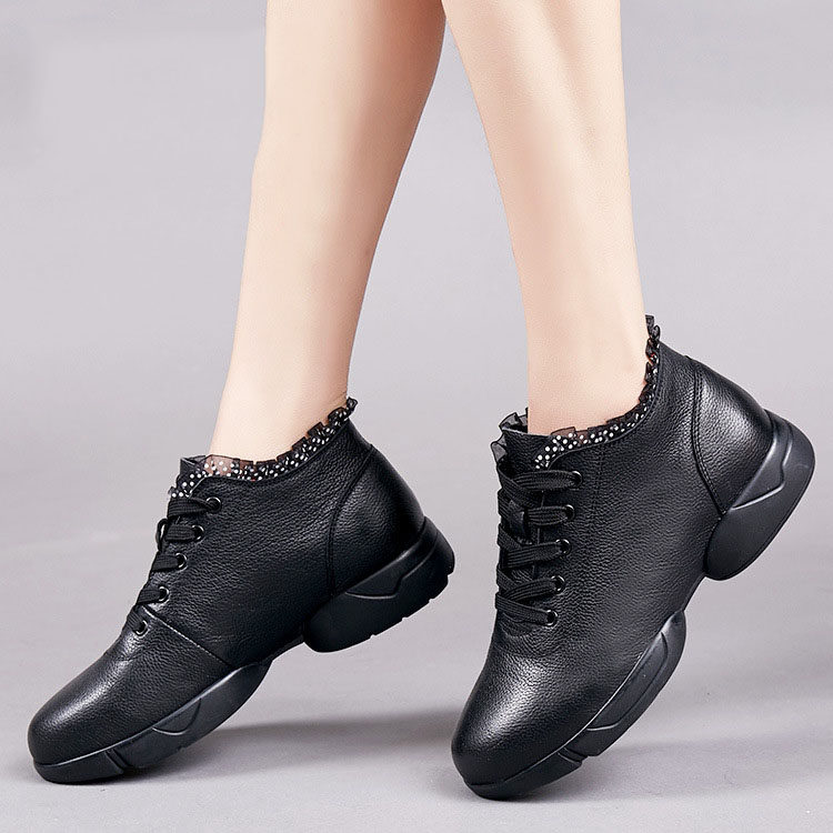 雷博旗舰店的优惠券大全—连底真皮舞蹈鞋软底春四季平中跟爵士舞跳舞