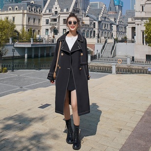 2020年秋季新款流行黑色风衣小个子女中长款韩版修身显瘦休闲外套