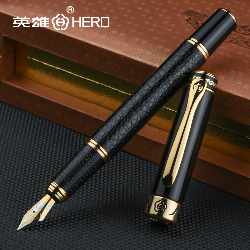 英雄牌钢笔正品88贵族皮纹高尔夫成人练字签名墨水笔办公用男士高档