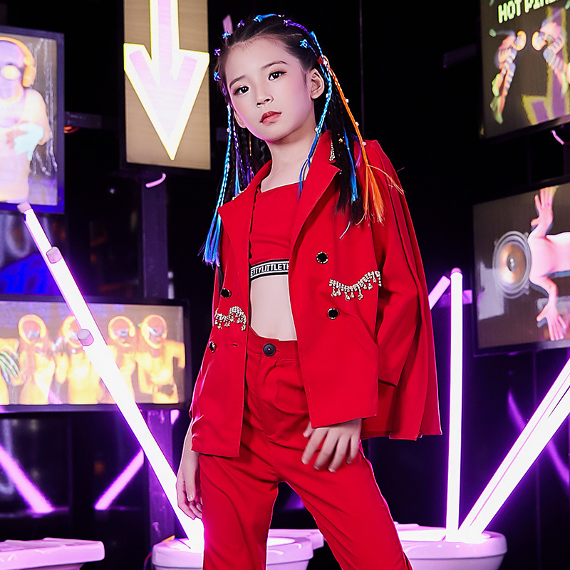 儿童霸气礼服套装女童服装演出服t台西装时装模特走秀酷时尚潮装