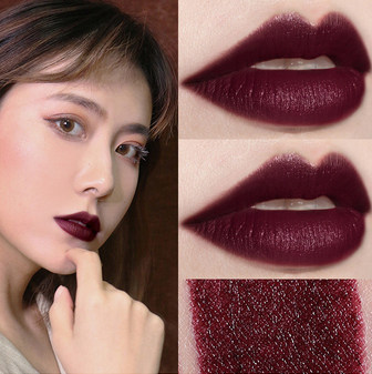 黑红色口红深色系中毒色黑色口红纯黑色暗黑色系暗红色黑暗系吸血