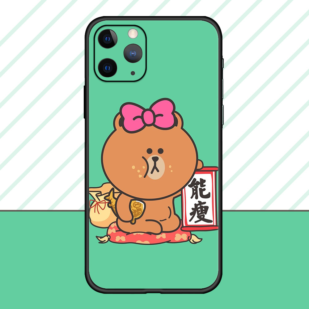 日系卡通图案潮牌熊头暴瘦字手机壳用于苹果11少女iphone12可爱萌