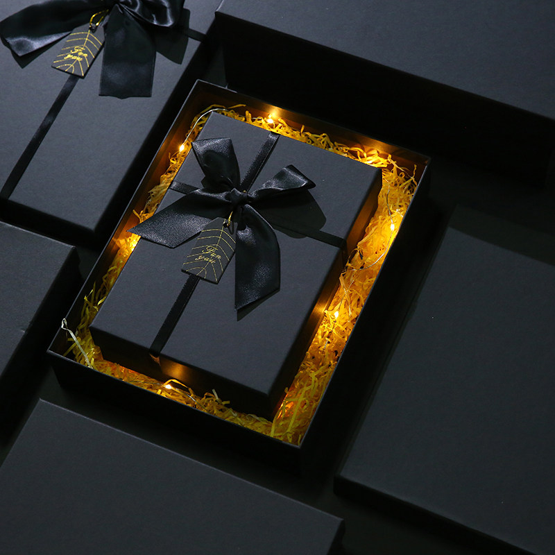 礼物盒黑色高级男生圣伴诞礼盒创意韩版简约礼品盒包装盒定制