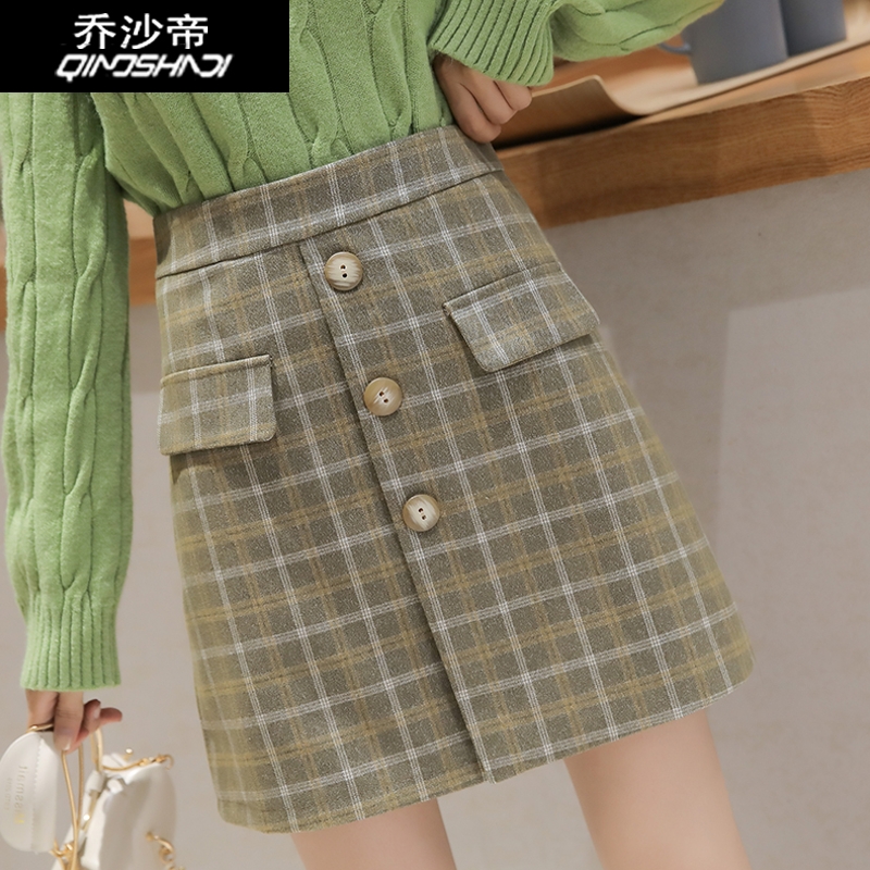 潮2019秋冬新款女韩版甜美高腰毛呢格子半身裙修身显瘦短裙1在类目 女装/女士精品, 半身裙中 - 来自Buy2taobao.com提供专业的淘宝代购服务