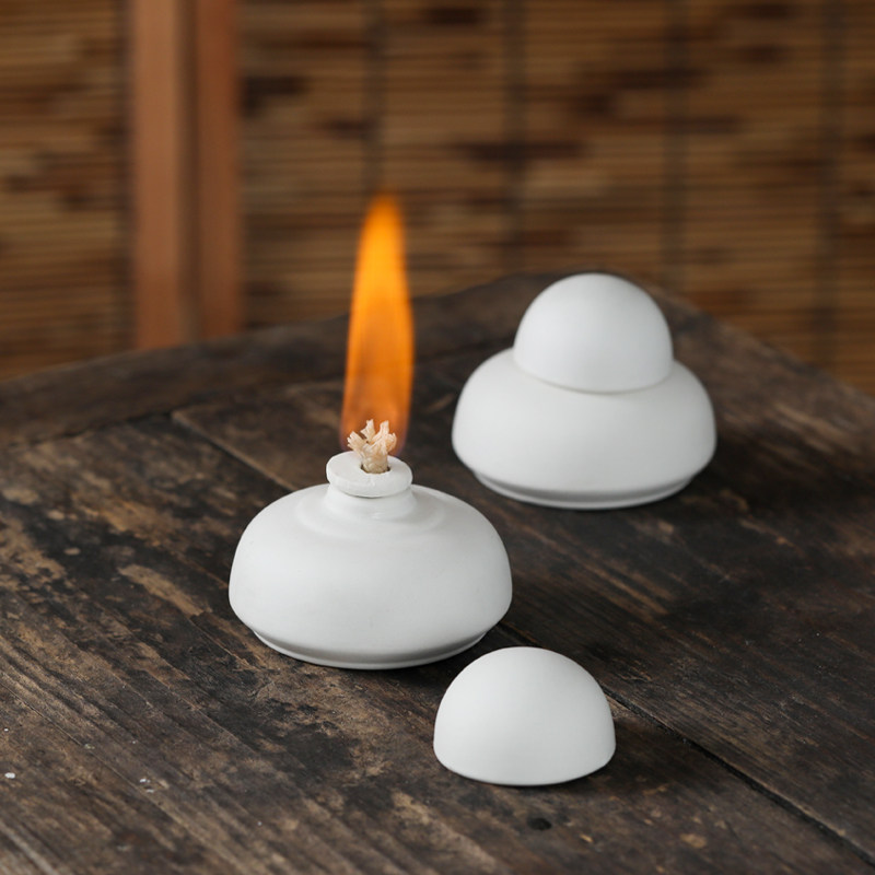 白泥陶瓷酒精灯温茶器加热保温酒精炉煮茶器迷你加厚酒精灯小号