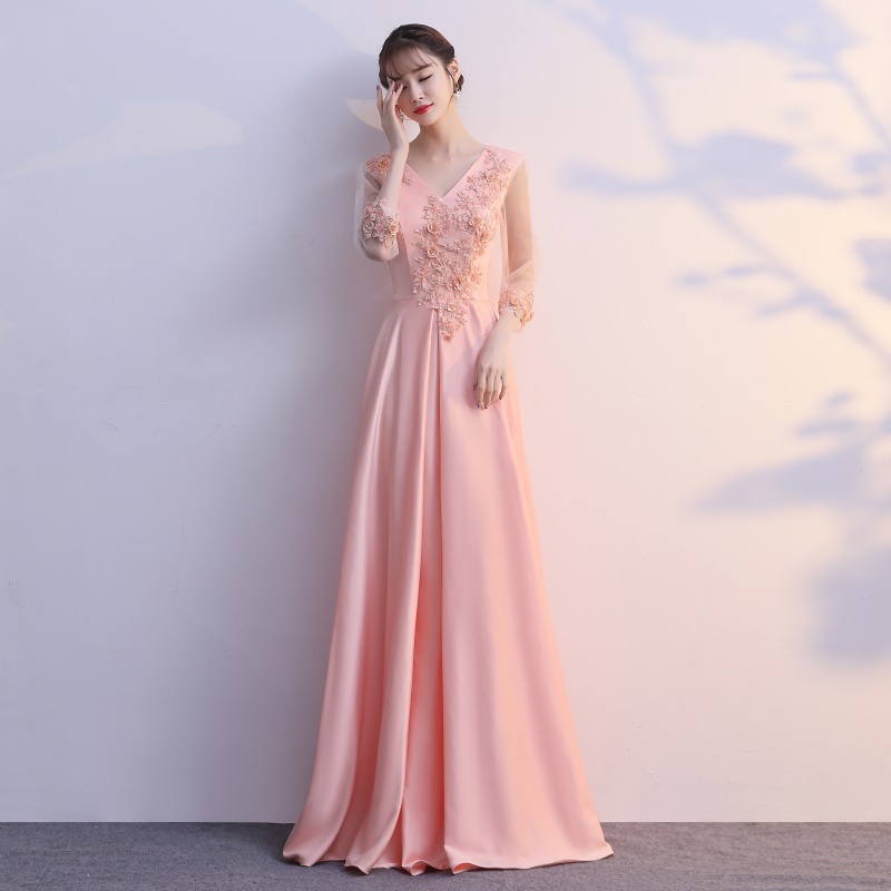 2021新款晚礼服长款大合唱团演出服女长裙主持人礼服女年会连衣裙