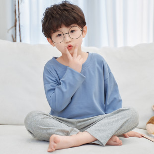 男童睡衣春秋季纯棉长袖儿童套装男孩中大童青少年夏天薄款家居服