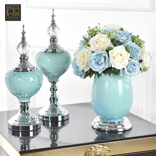 美式花瓶摆件高级感高档客厅插花轻奢家居欧式奢华餐桌陶瓷装饰品