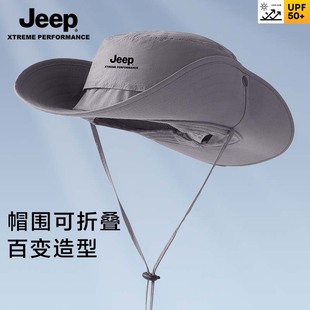 JEEP男士防晒帽夏季防紫外线遮阳太阳帽渔夫帽户外钓鱼大头围帽子