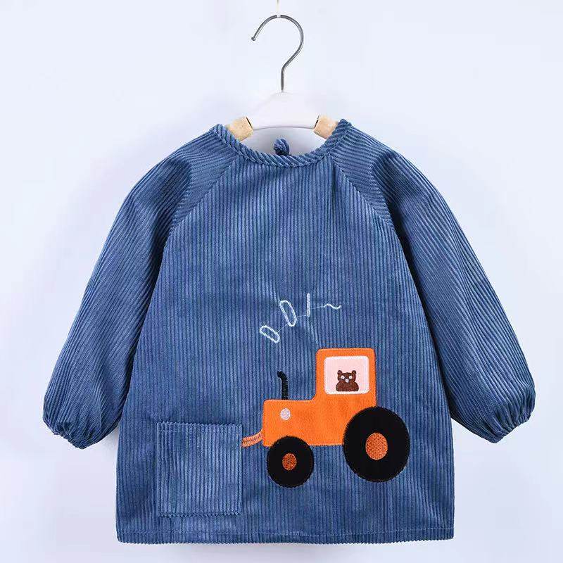 儿童罩衣春防水围裙宝宝吃饭围兜男童幼儿园画画罩衫反穿衣已售100